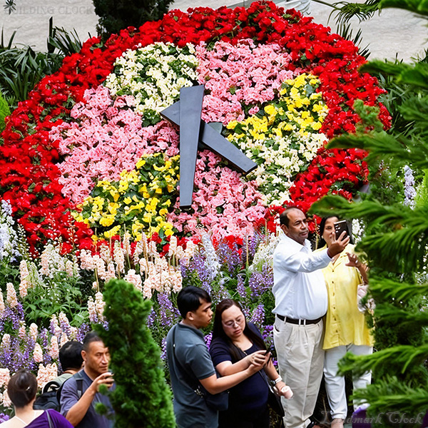 Tropical Floral Clock Landmark for Public Gardens and Conservatories