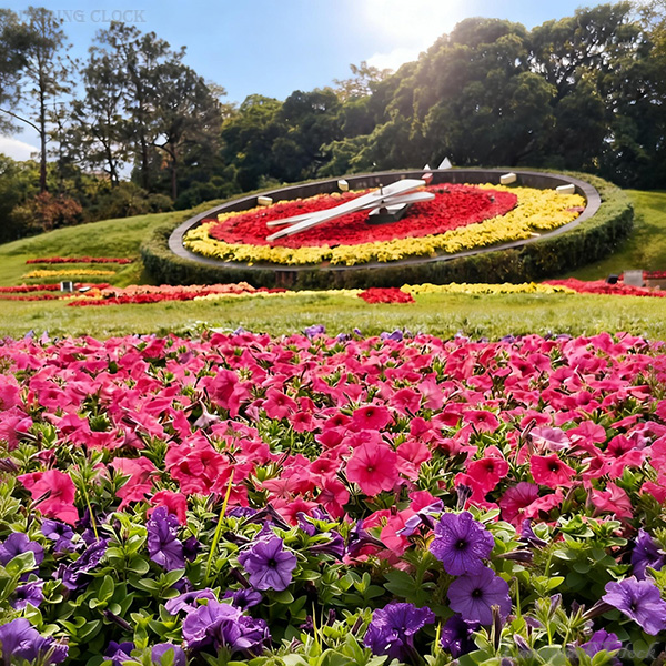 Seasonal Floral Clock Landmark for Metropolitan Parks | Carpet Bedding Timepiece